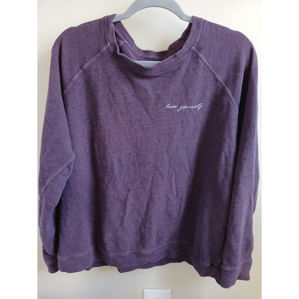 Good Hyouman Purple print Sweatshirt Love Yourself Graphic long Sleeve Women's L